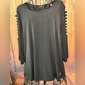 😎bundle 2for30 TAHARI NWT Black Blouse with cutout 3 quarter sleeves size 2X